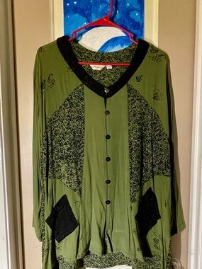 Olive Green Button-Front Women's Blazer Jacket - Unbranded